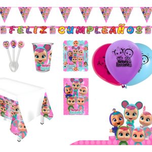 Kit Globos Bebes Llorones Vasos Platos Mantel Festón Fiesta
