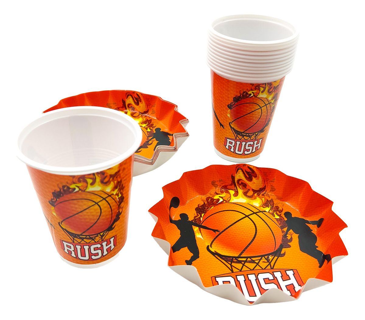 Kit 12 Vasos Platos Decorativos Basquetball Bastquetbol Top