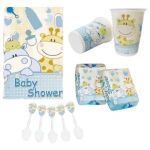 Kit Fiesta Baby Shower Fiesta Decoración Azul Jirafa Selva