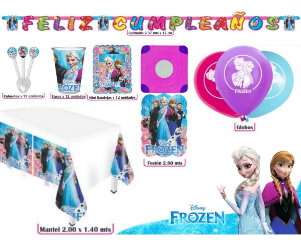 Frozen Kit Princesas Niña Mantel Globos Vasos Platos Fiesta - Imagen 2