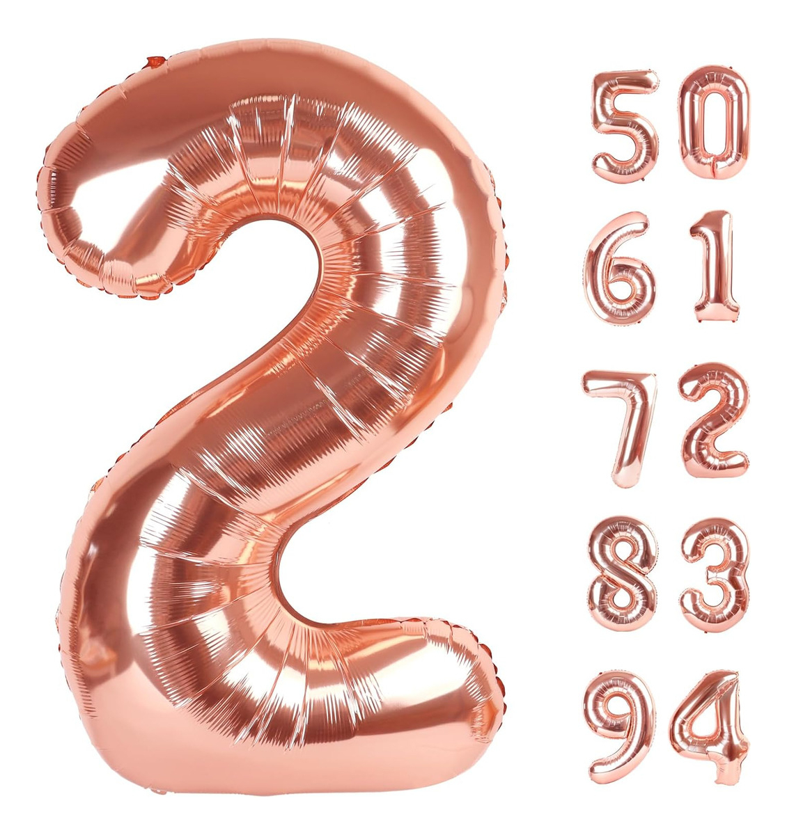 Globo Numero Oro Rosa 1 2 3 4 5 6 7 8 9 0 Altura 40cm Barato - Imagen 10