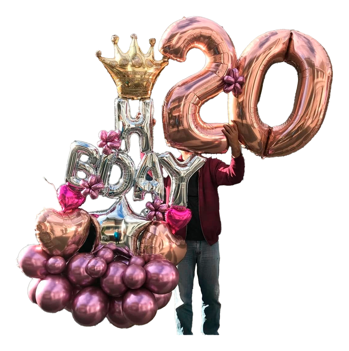 Decoracion Globos Arco Cumpleaños Numero Corona Fucsia Envío