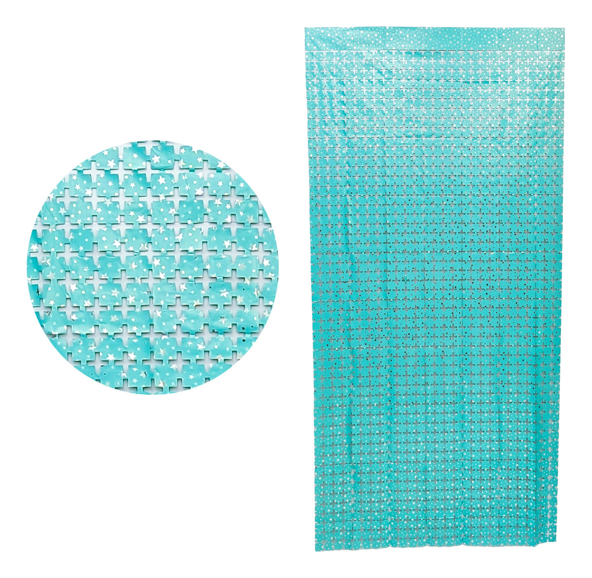 Cortina Fondo Decorativo Cuadros Agua Marina Estrellas Envío