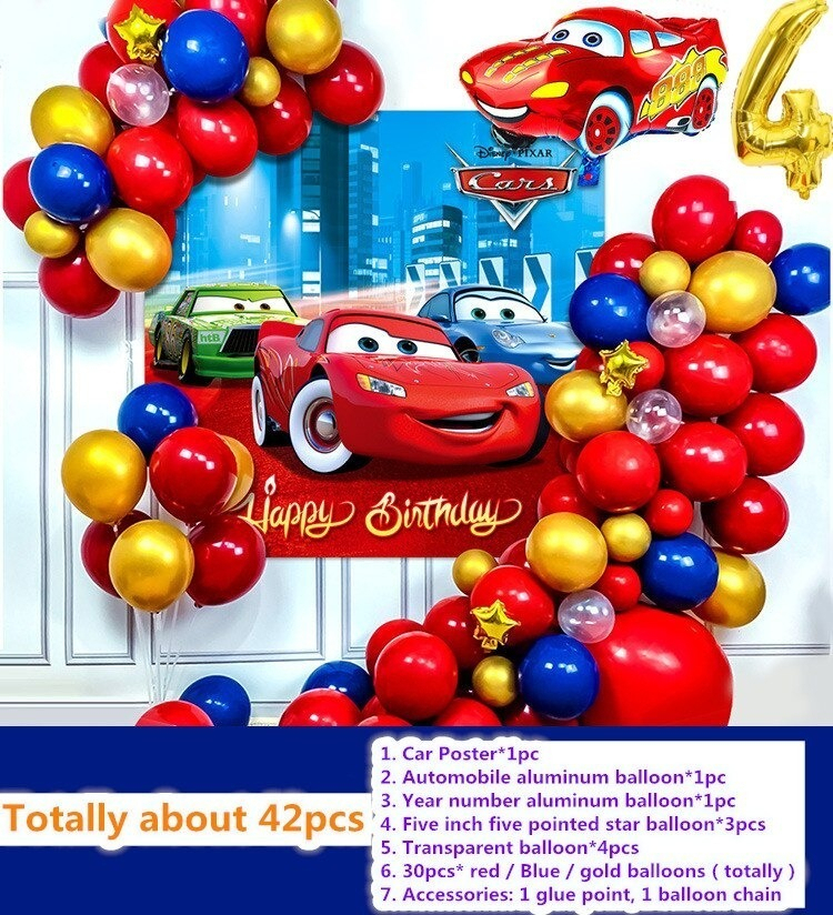 Decoracion Globos Cars Rojo Azul Dorado Cumpleaños Niño Hoy - Imagen 4