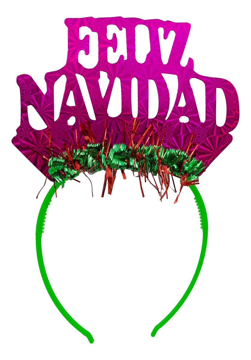 Diadema Balaca Feliz Navidad Fucsia 6u Oferta Original Promo - Imagen 2