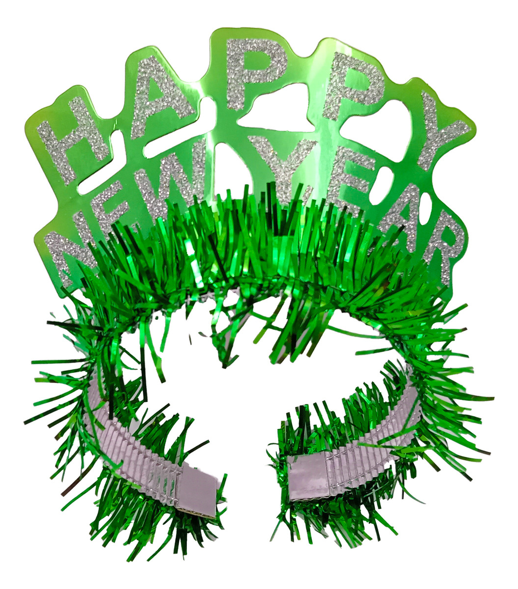 Diadema Balaca Navidad Año Nuevo Verde Ingles Flecos 6u Ya