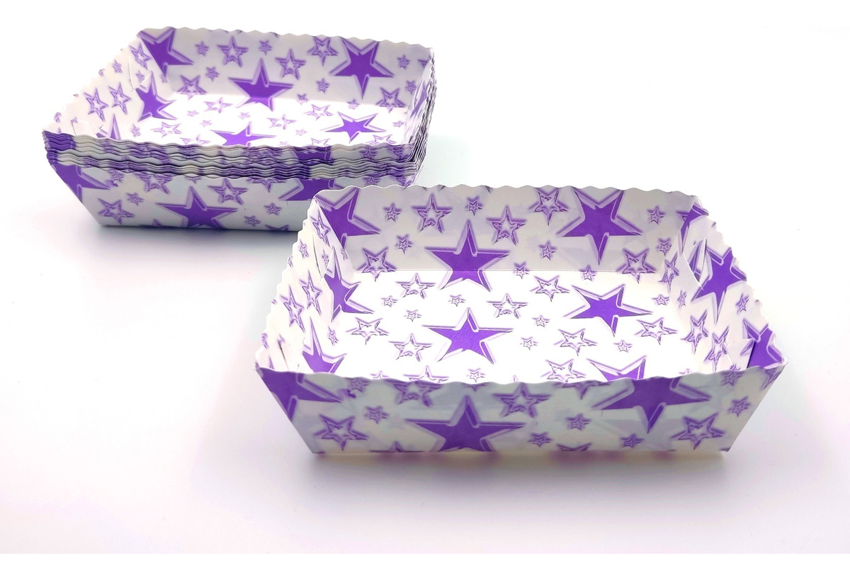 Kit Vasos Platos Cubiertos Blanco Morado Estrellas X 12 Ya - Imagen 4