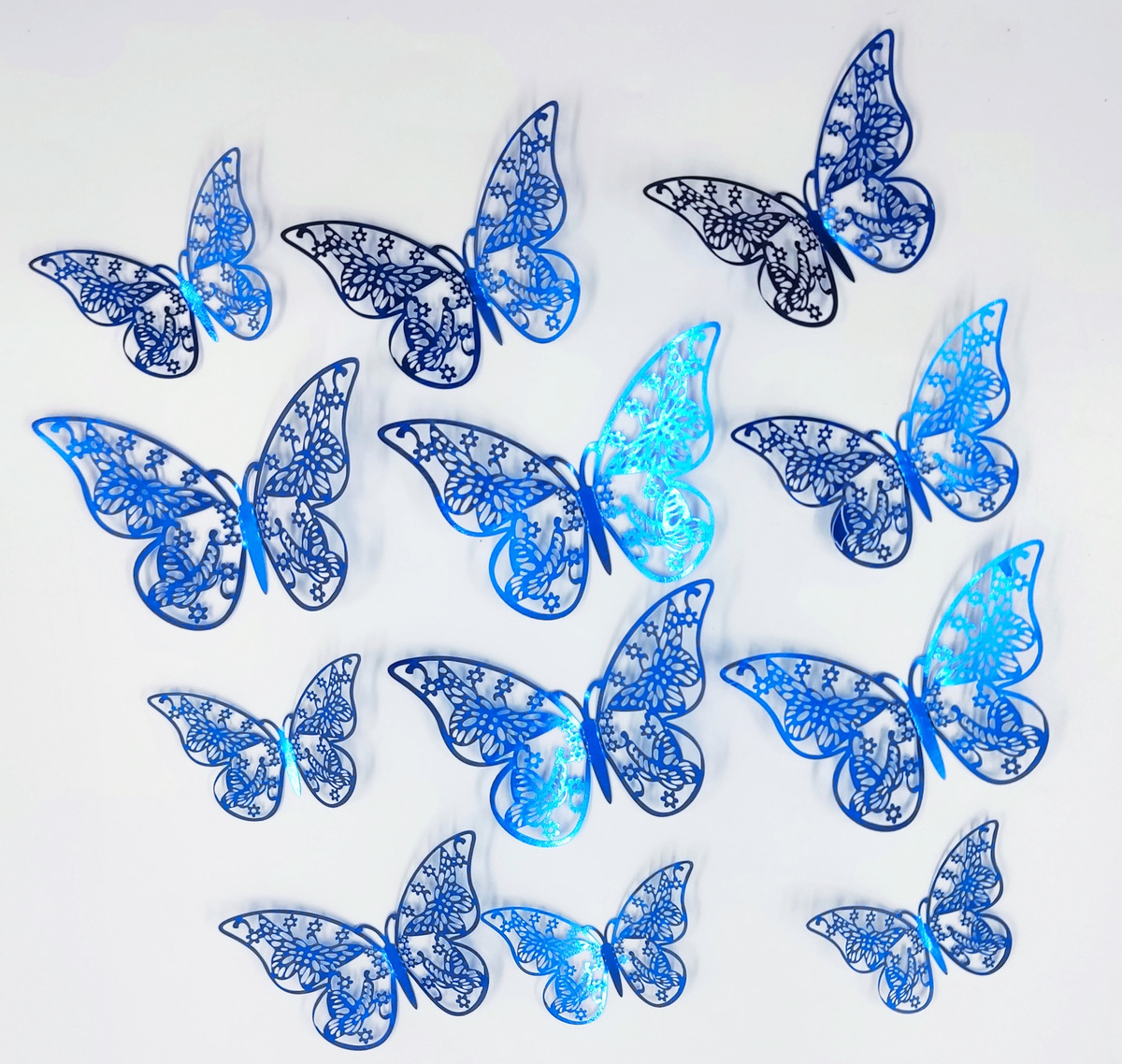 Mariposas Decorativas 3d Papel Pared Azul Troquel 12 Units - Imagen 2