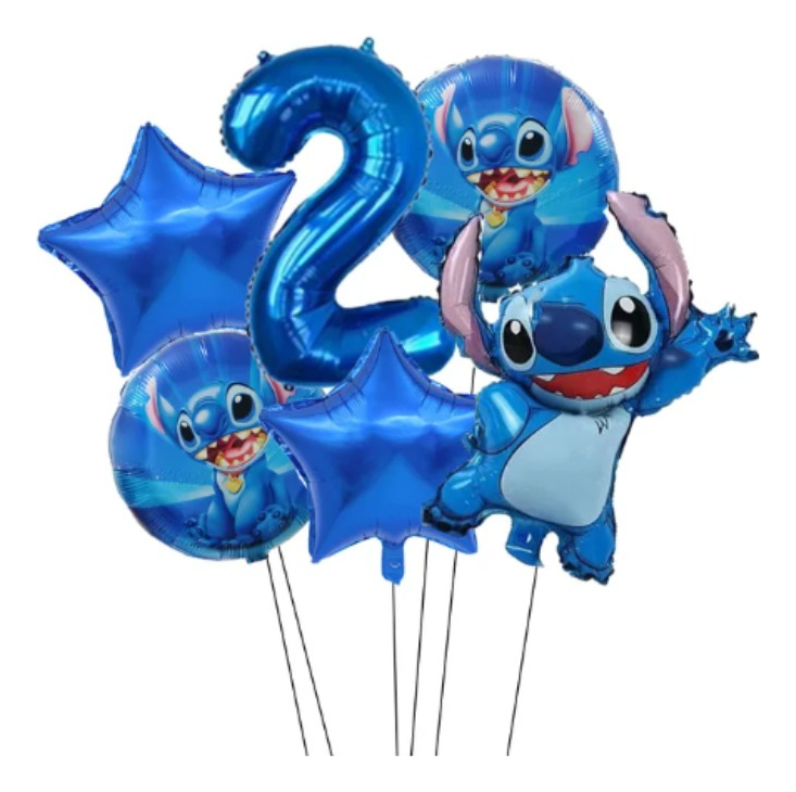 Kit Decoracion Globos Numero Azul Stitch Lilo Fiesta Comprar - Imagen 2
