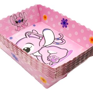 12 Platos Decorativos Stitch Angel Rosado