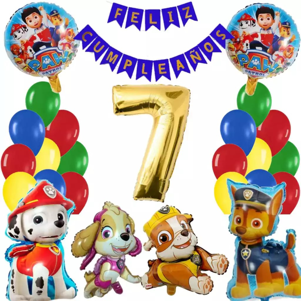 Bouquet Globos Paw Patrol Chase Rubble Marshall Perro Skye - Imagen 7
