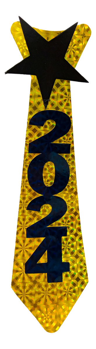 Corbata Navidad Año Nuevo Dorado Estrella 2024 12u Promo - Imagen 2