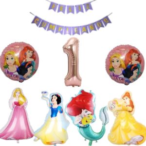 Kit Globos Decoracion Princesas Rapunzel Cenicienta Sirenita