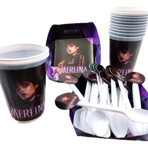 Kit Vasos Platos Cubiertos Fiesta Merlina X12 Unidades Promo