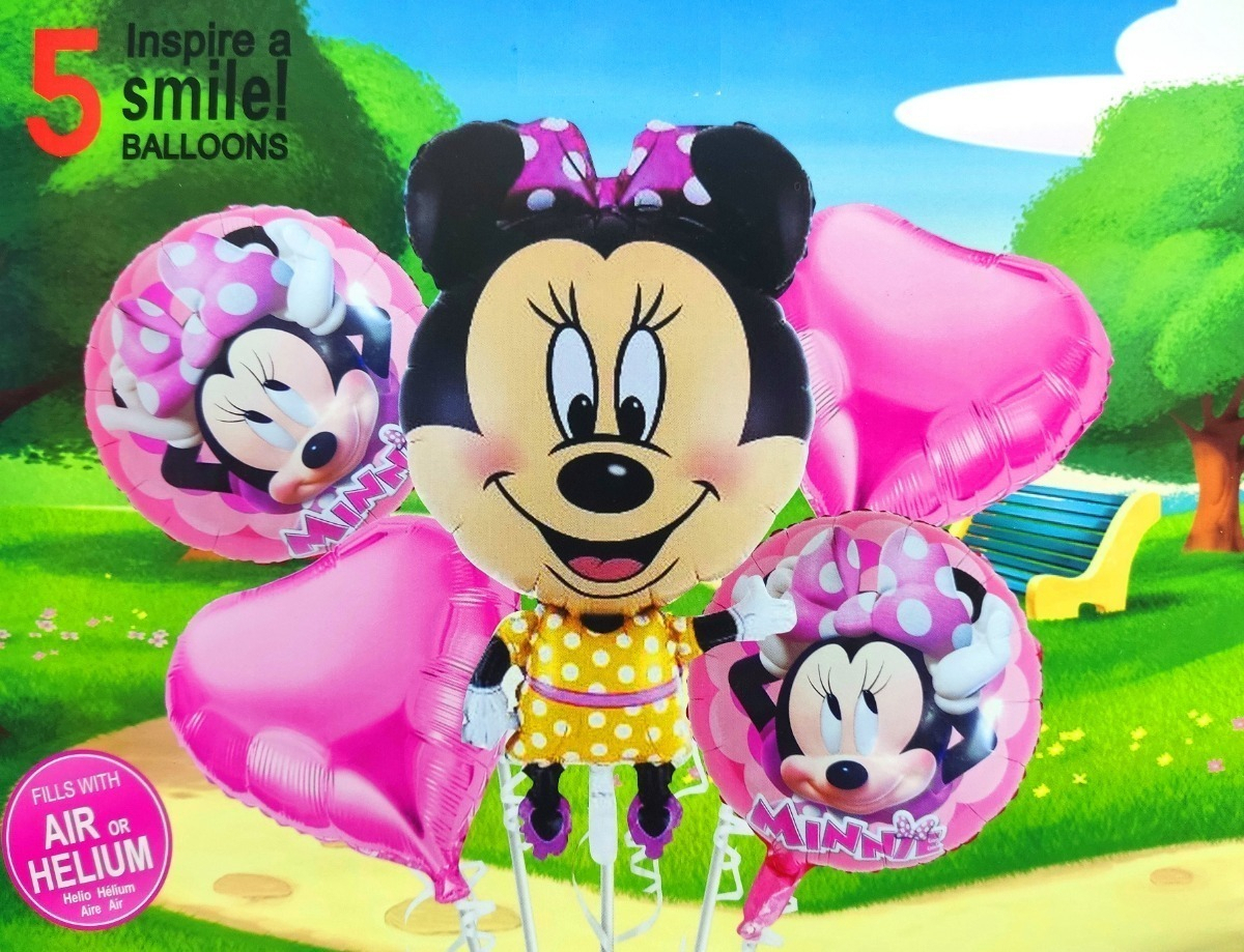 Bouquet Globos Minnie Rosado Corazon Moo Promo Original Top - Imagen 3