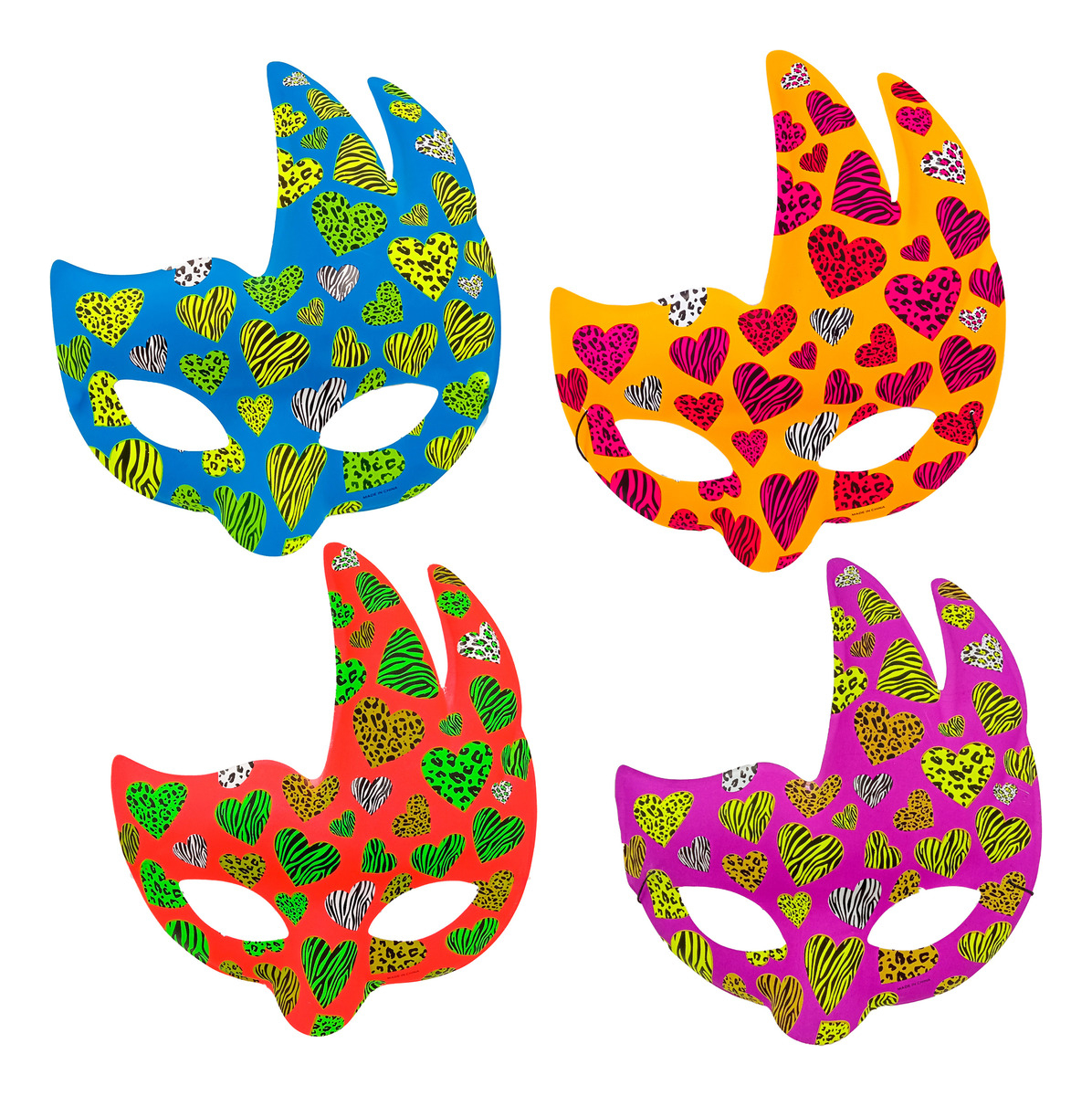 Antifaz Pluma Estampado Neon Uv Fiesta Hora Loca X6 Unit