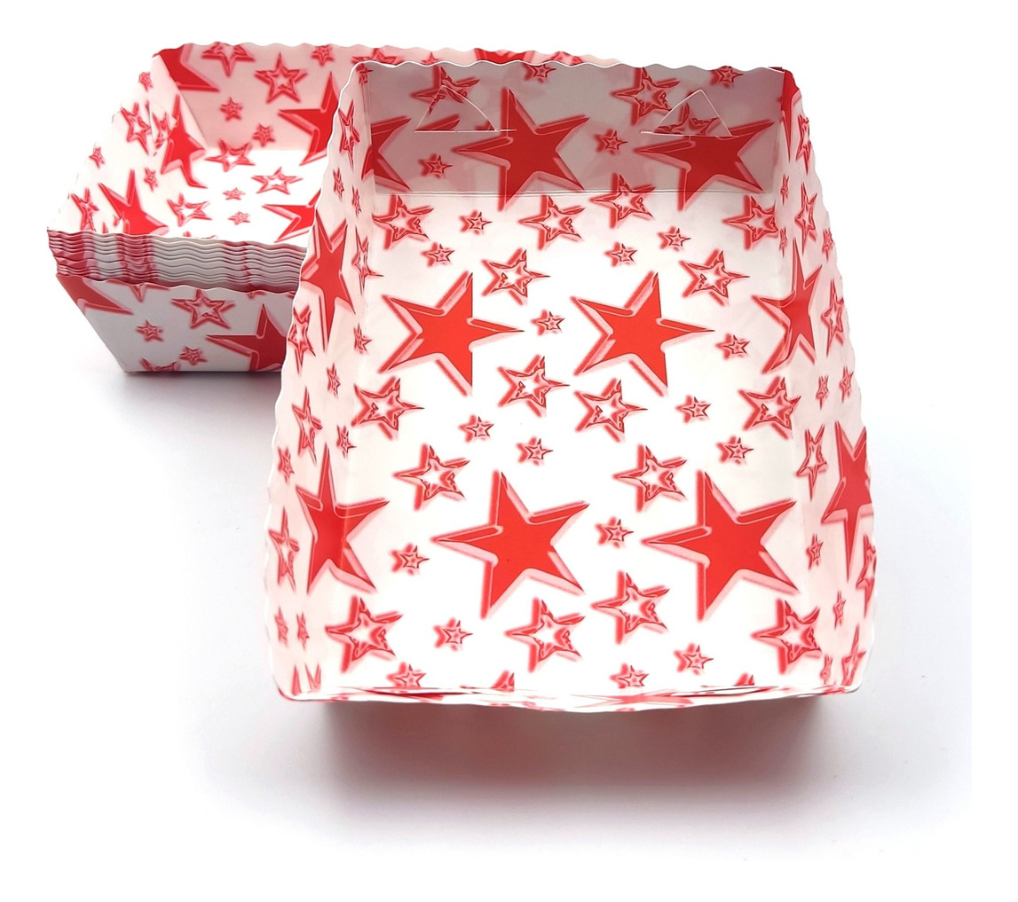 Platos Fiesta Blanco Rojo Estrellas X 12 Promo Original Top - Imagen 3