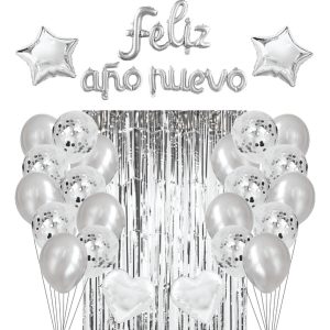 Globo Decoracion Plateado Año Nuevo Fi Cortina Comprar Envío