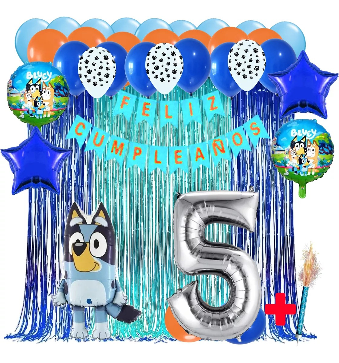 Decoracion Kit Globos Cumpleaños Bluey Perro Mascota Azul - Imagen 5