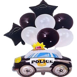 Bouquet Globos Carro Policia Negro Blanco Comprar Oferta