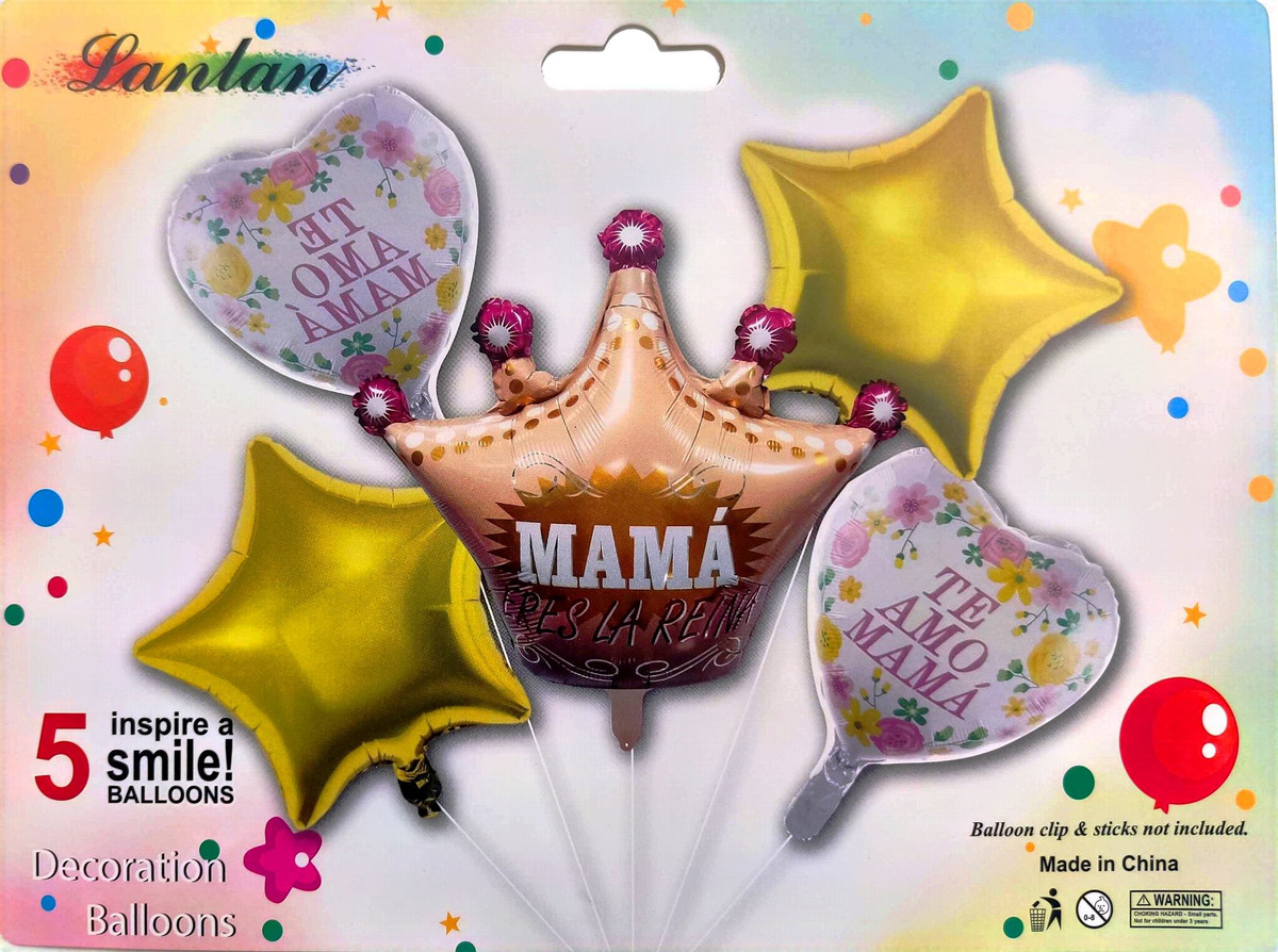 Bouquet Globos Corona Feliz Dia Mama Te Amo Promo Original - Imagen 3
