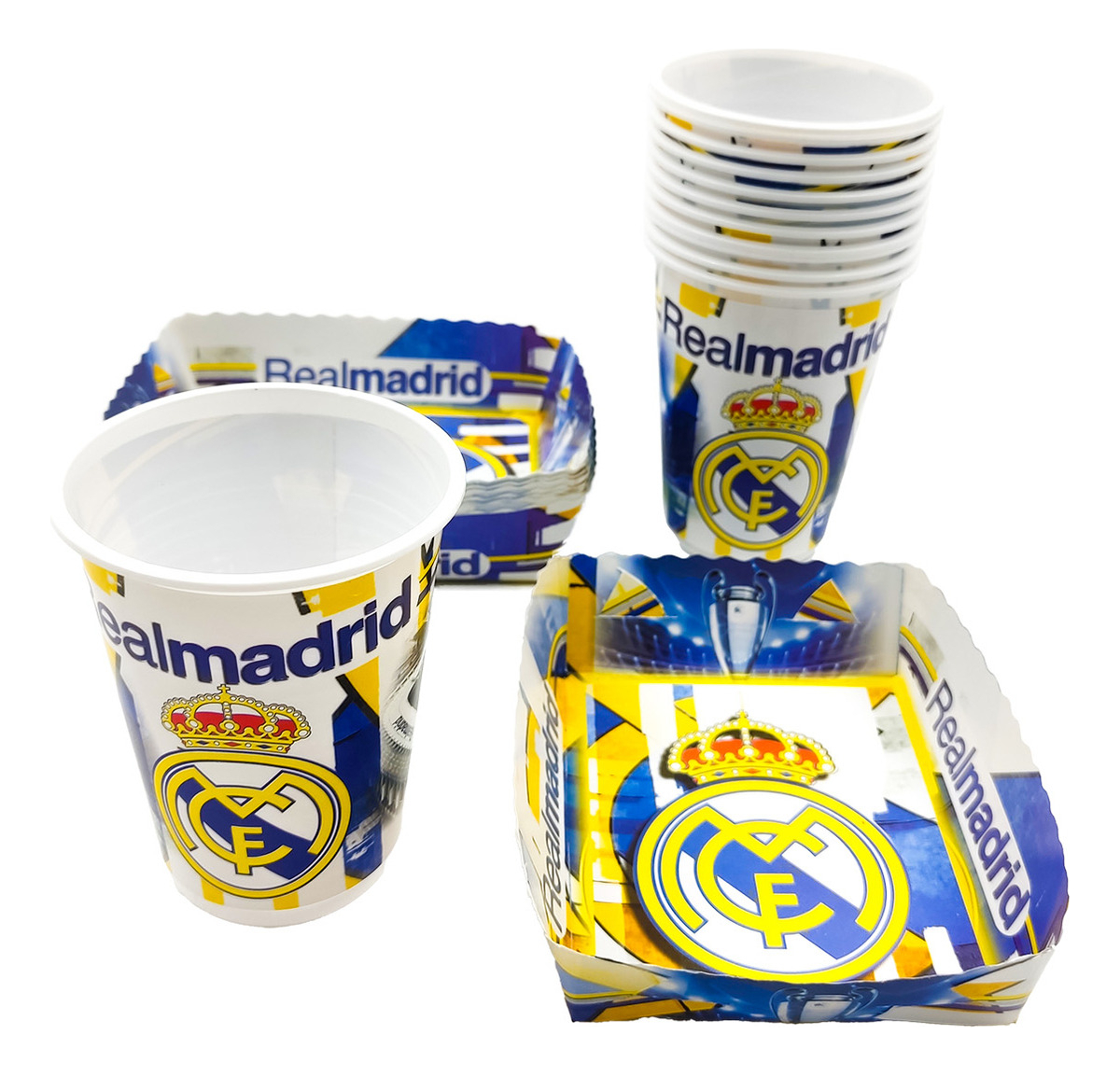 Kit 12 Vasos Platos Decorativos Real Futbol España Promo