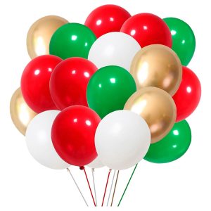 Kit Decoracion 24 Globos Navidad Rojo Verde Dorado Comprar
