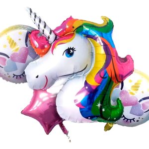Decoracion Globos Unicornio Estrellas Moradas Arcoiris Promo