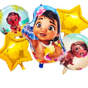 Bouquet Globos Moana Niña Hawai Fiesta Hawaiana Mar Azul