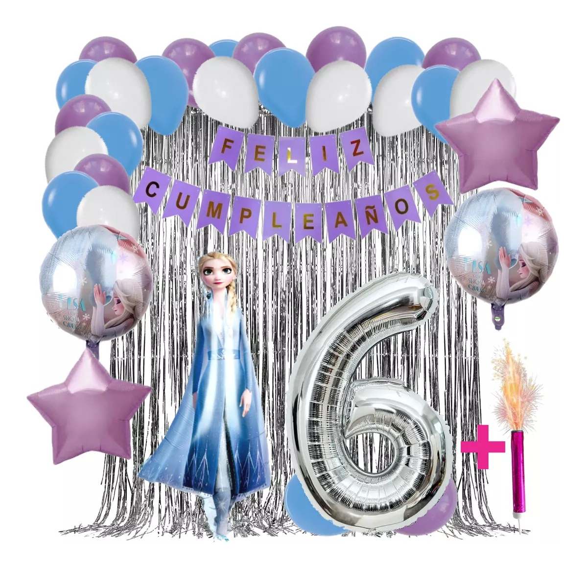 Kit Globos Decoracion Frozen Cortina Plateado Princesa Envío - Imagen 6