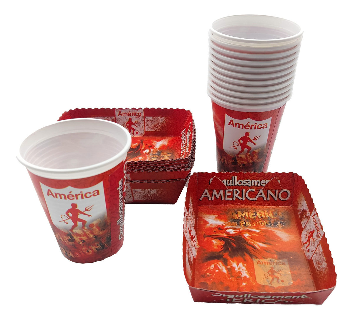 Kit 12 Vasos Platos Decorativos Futbol America Rojo Comprar