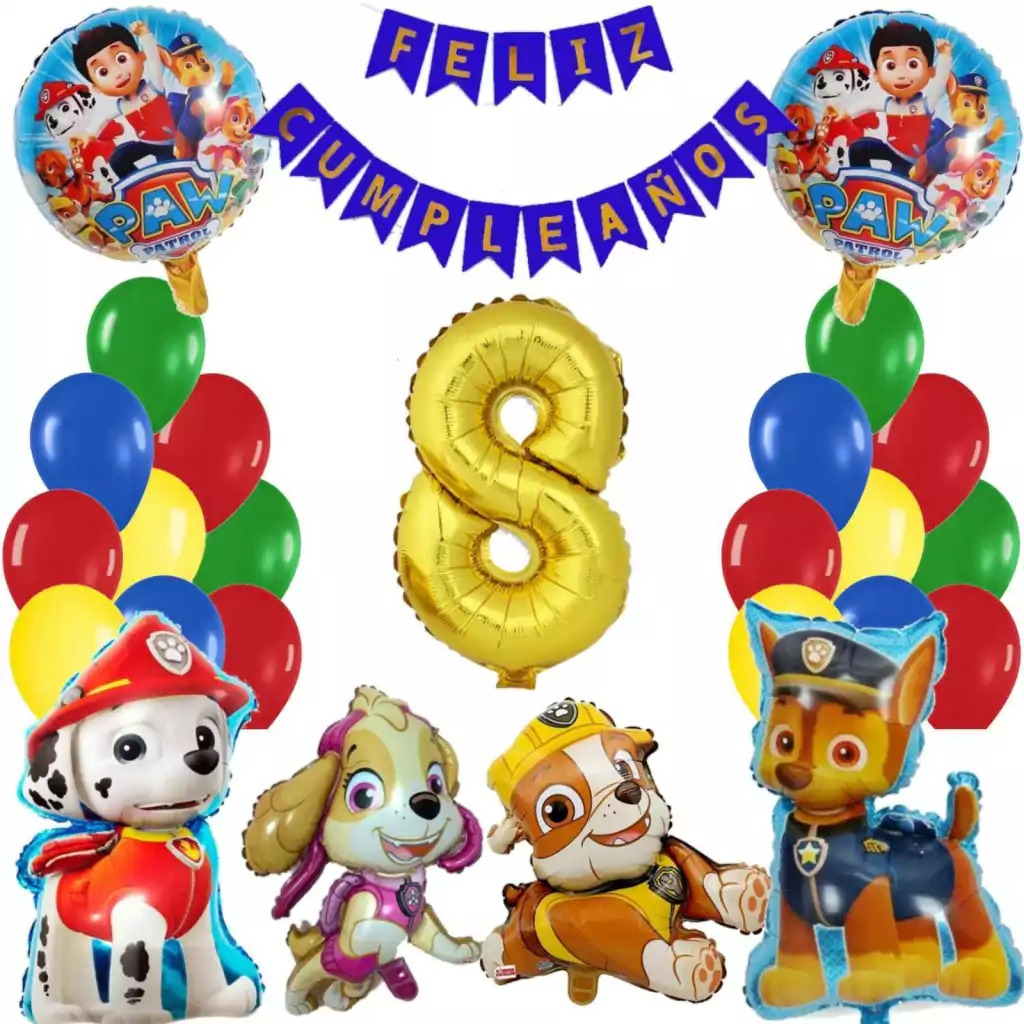 Bouquet Globos Paw Patrol Chase Rubble Marshall Perro Skye - Imagen 8