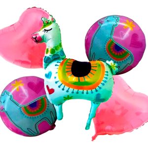 Bouquet Kit Globos Llama Alpaca Peruana Rosado Oferta Promo