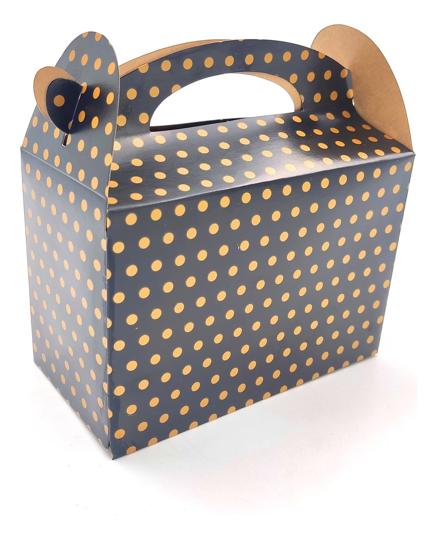 Caja Fiesta X12 Unidades Polka Negro Dorado Promo