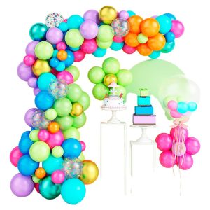 Arco Globos Morado Verde Azul Fucsia Flores Arcoiris Comprar