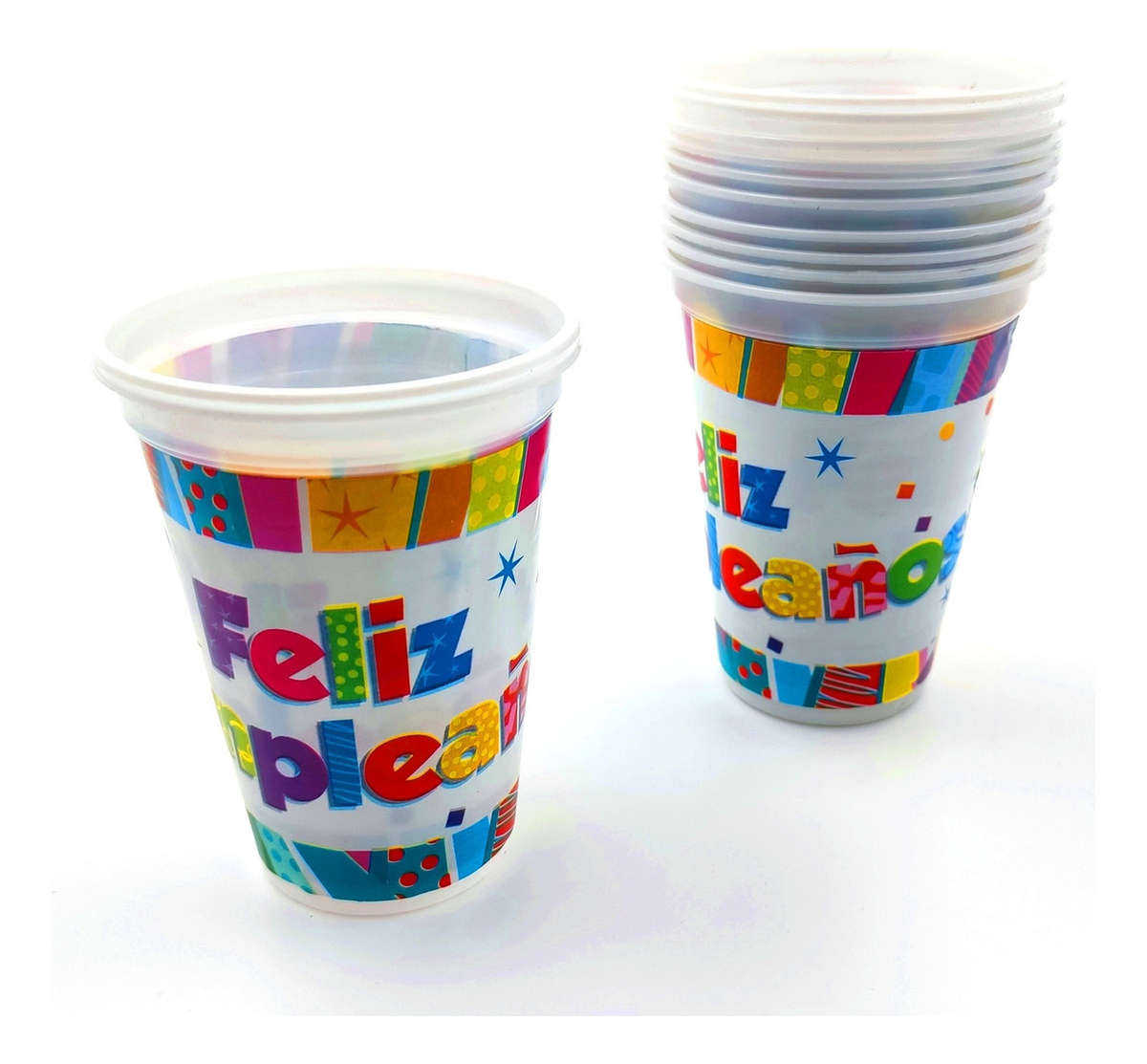 Kit Fiesta Cumpleaños Vasos Platos Multicolor X 12 Units - Imagen 4