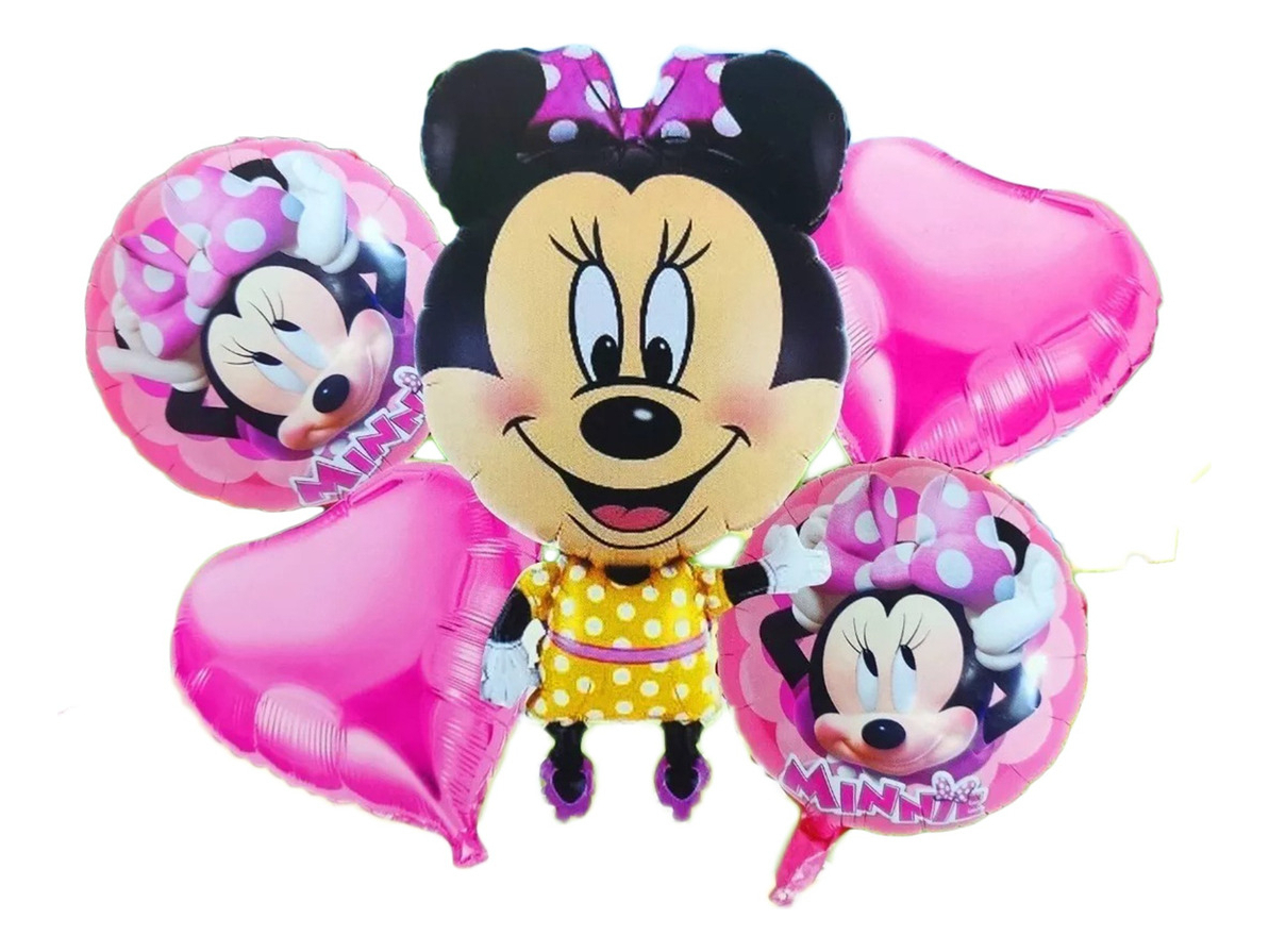Bouquet Globos Minnie Rosado Corazon Moo Promo Original Top - Imagen 2