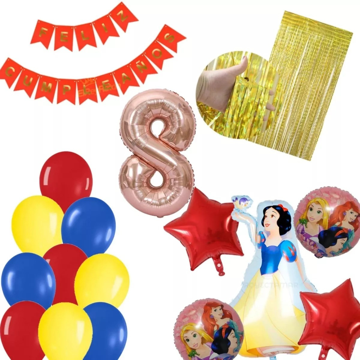 Kit Globos Decoracion Princesa Blanca Nieves Cumpleaños Hoy - Imagen 8
