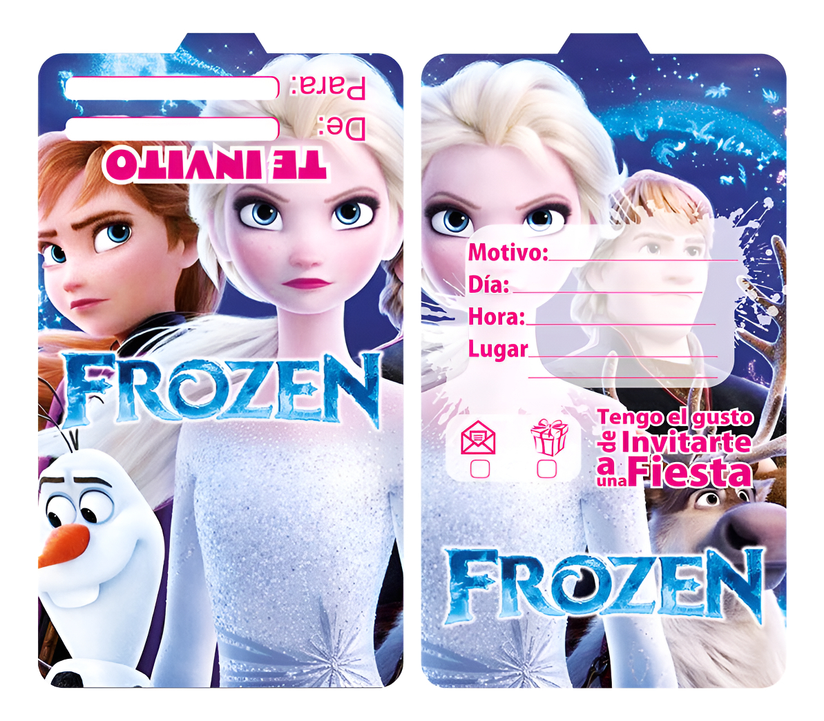 Tarjeta Invitacion Frozen Princesas Hielo Cumpleaños Oferta - Imagen 2