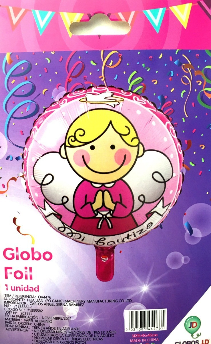 Globo Metalizado Mi Bautizo Angel Niña Comprar Barato Bogotá - Imagen 2