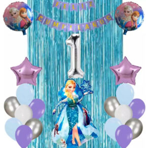 Kit Decoracion Globos Cortina Frozen Numero Feston Princesa