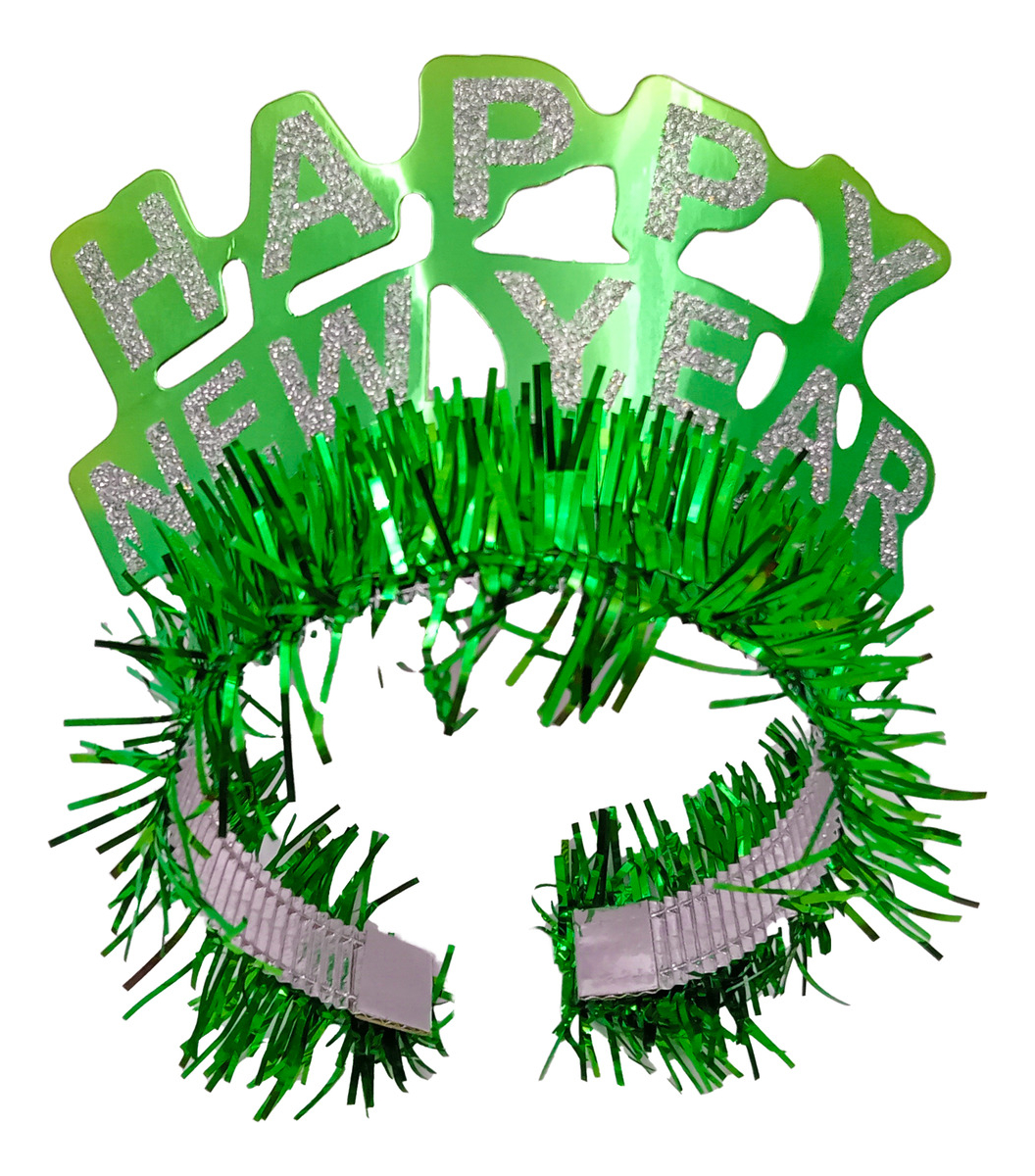 Diadema Balaca Navidad Año Nuevo Verde Ingles Flecos 6u Ya - Imagen 3