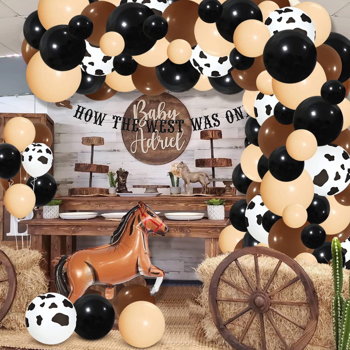 Arco Globos Granja Animales Caballo Pony Cafe Crema Negro