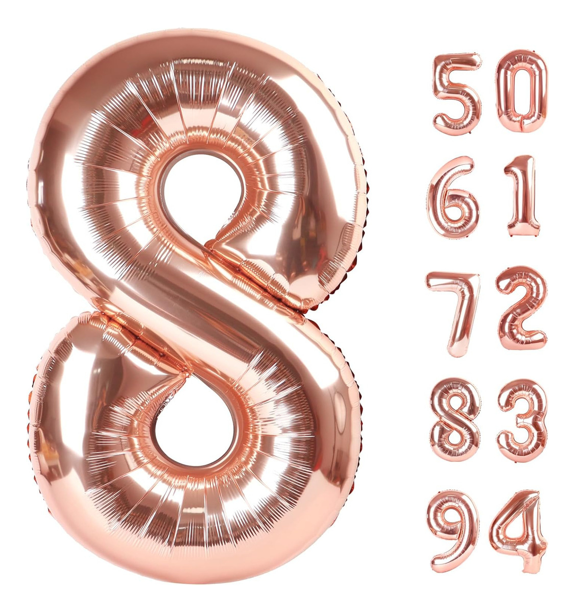 Globo Numero Oro Rosa 1 2 3 4 5 6 7 8 9 0 Altura 40cm Barato - Imagen 16