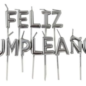 Velas Pastel Torta Ponque Feliz Cumpleaños Plateado Comprar