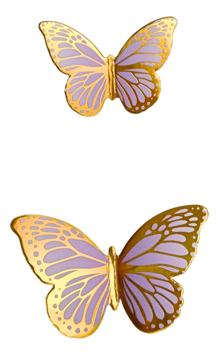 Mariposas Decorativas 3d Papel Pared Dorado Lila Troquel - Imagen 4