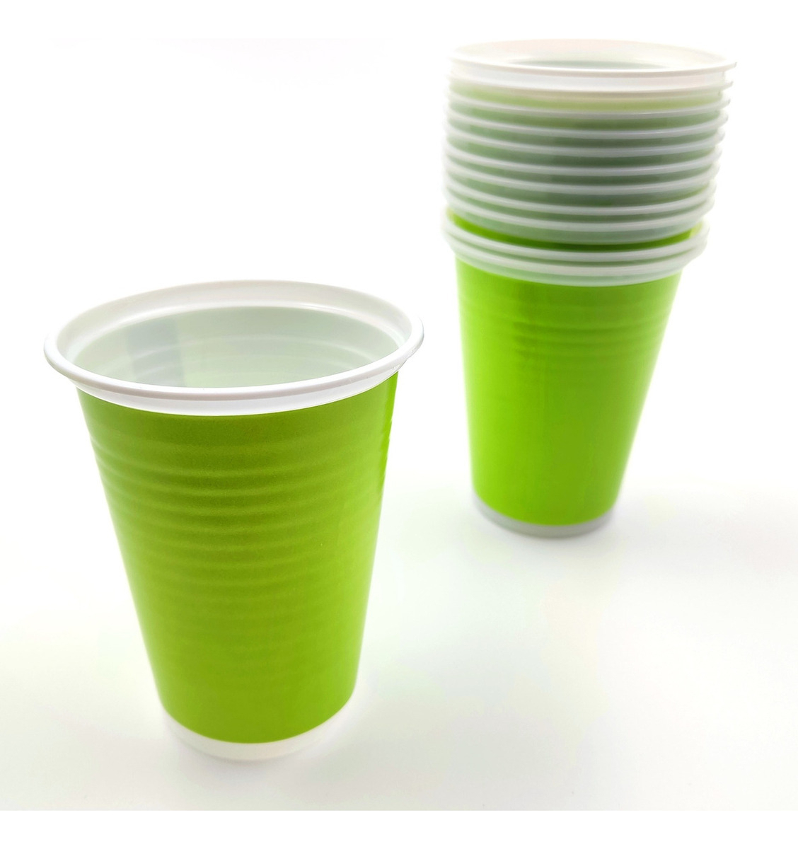 Kit Fiesta Vasos Platos Cuadrados Neon Verde X12 Units Ya - Imagen 4