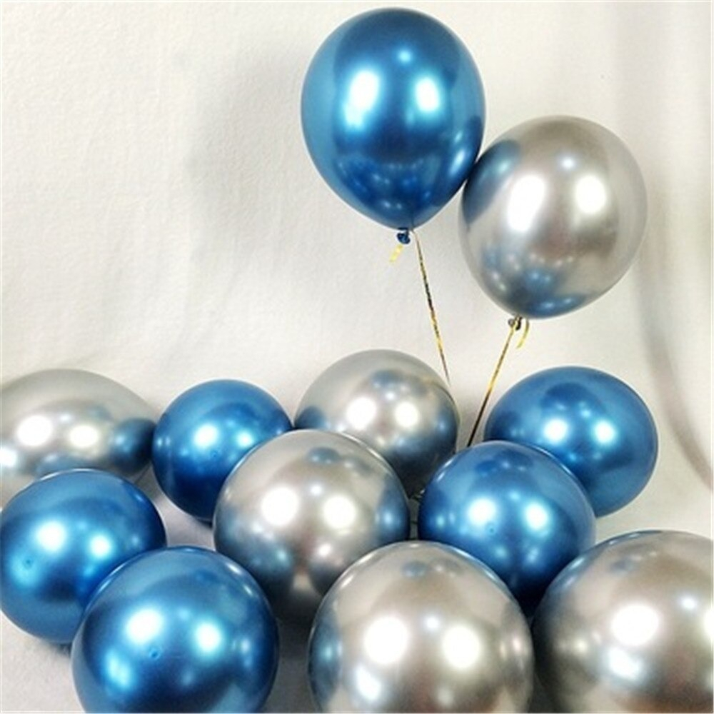 Globos Latex Cromado Reflex Azul Plateado R12 30cm X12 Promo