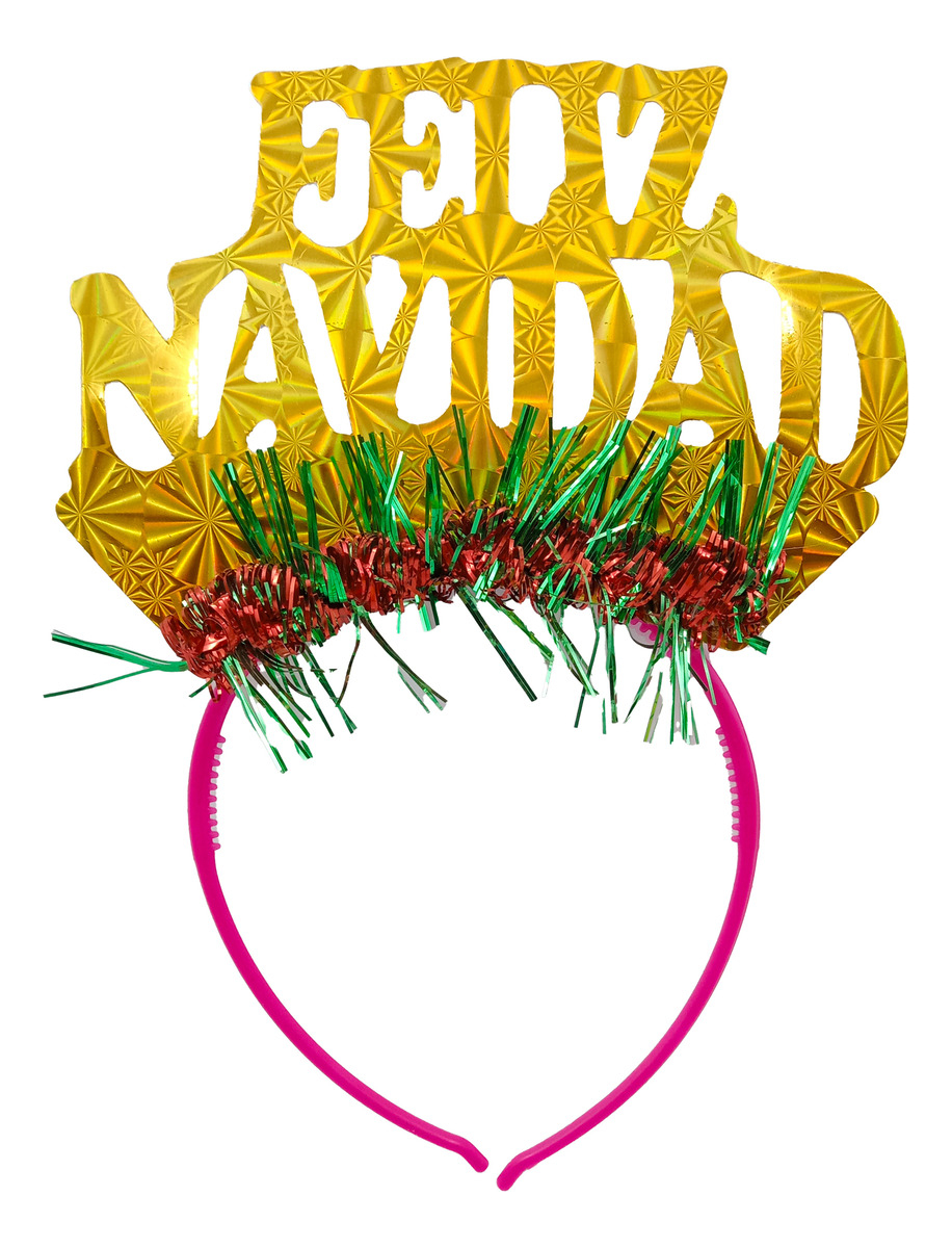 Diadema Balaca Feliz Navidad Dorada 6u Oferta Original Promo