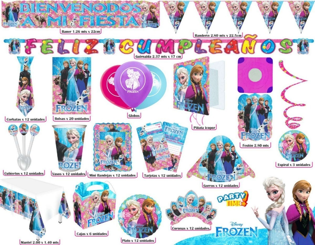 Frozen Kit Princesas Niña Mantel Globos Vasos Platos Fiesta - Imagen 3